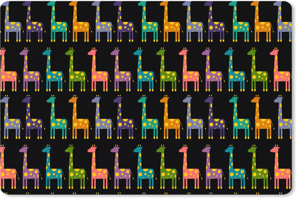 Muismat XXL 120x80 cm - Bureau onderlegger - Bureau mat Regenboog - Giraffe - Meisje - Patronen - Kinderen - Bureaumat - Gaming mousepad xl - Bureaulegger groot - Computer deskmat