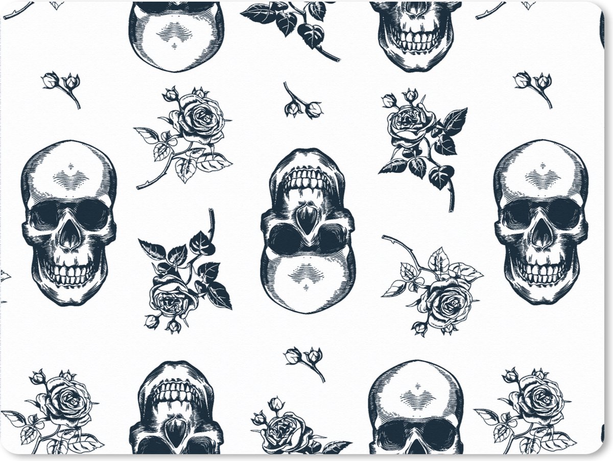 Muismat XXL 80x60 cm - Bureau onderlegger - Bureau mat Tieners - Skull - Bloemen - Patronen - Bureaumat - Gaming mousepad xl - Bureaulegger groot - Computer deskmat