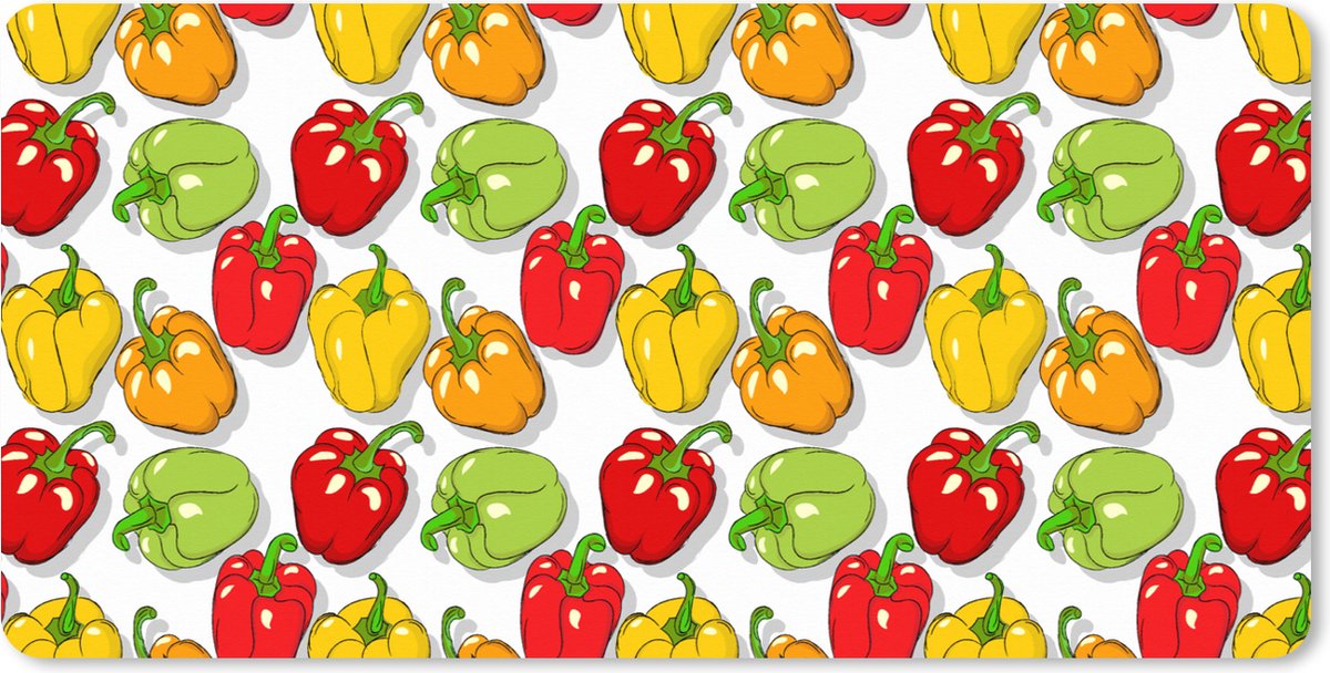 Muismat XXL 80x40 cm - Bureau onderlegger - Bureau mat Patroon - Eten - Paprika - Bureaumat - Gaming mousepad xl - Bureaulegger groot - Computer deskmat