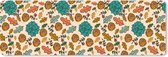 Muismat XXL - Bureau onderlegger - Bureau mat - Herfst - Bloemen - Patronen - 90x30 cm - XXL muismat