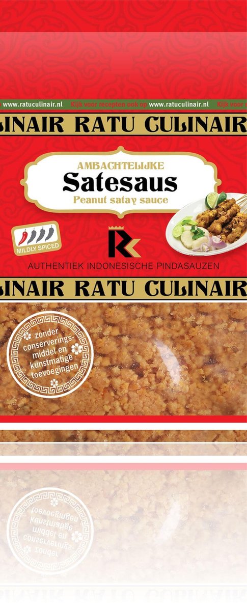 Ratu Culinair | 2 x 400gr Pindasaus saté | Ambachtelijk bereid | satésaus kant en klaar | Glutenvrij