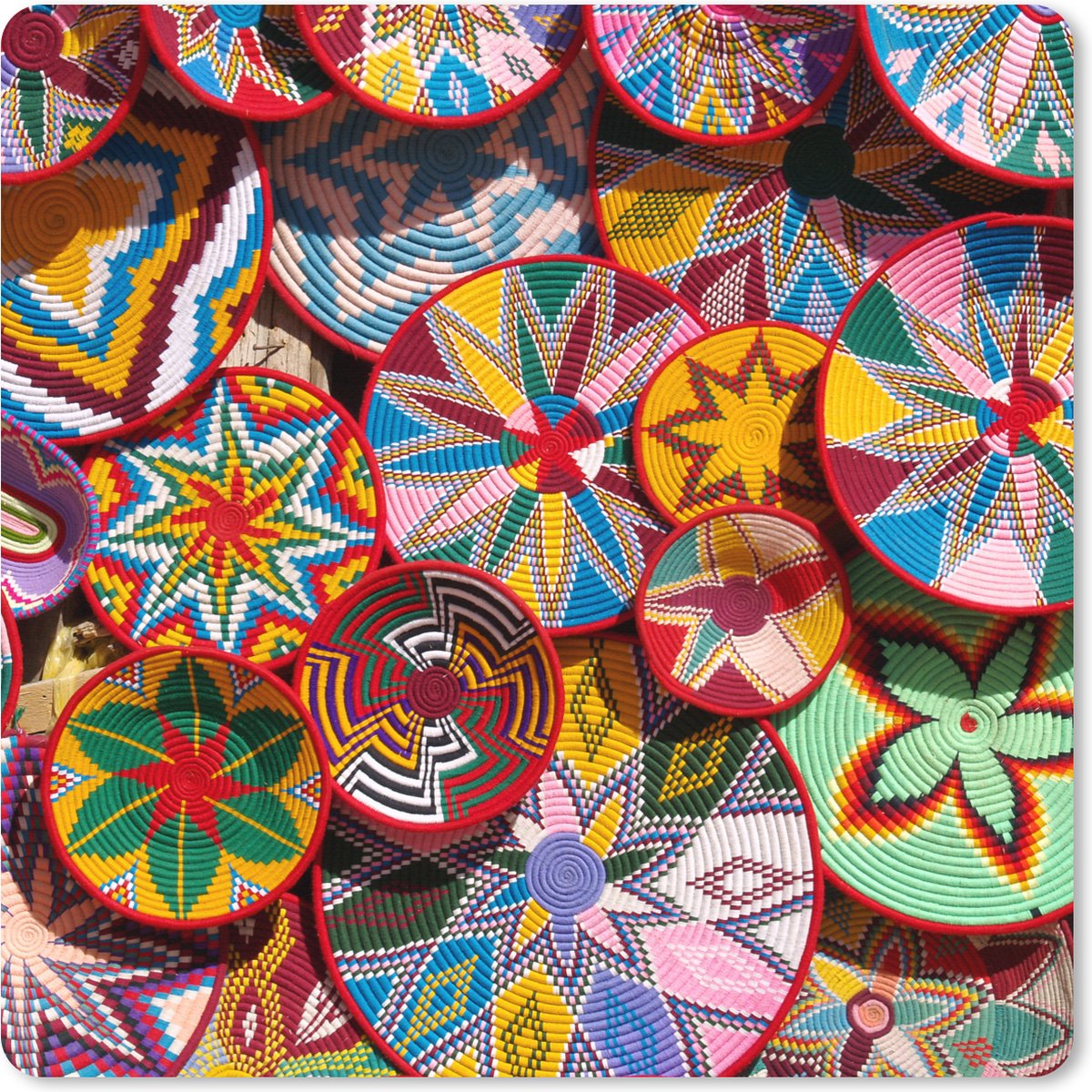 Muismat XXL - Bureau onderlegger - Bureau mat - Cirkel - Patronen - Bloemen - Kleuren - 40x40 cm - XXL muismat