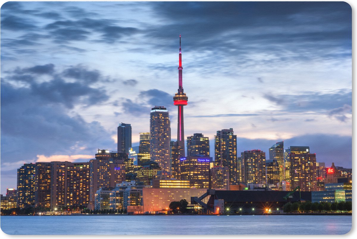 Muismat XXL 120x80 cm - Bureau onderlegger - Bureau mat Wolken tijdens de schemering boven Toronto in Canada - Bureaumat - Gaming mousepad xl - Bureaulegger groot - Computer deskmat