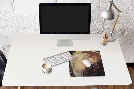 Muismat XXL 40x40 cm - Bureau onderlegger - Bureau mat Danaë - Gustav Klimt - Bureaumat - Gaming mousepad xl - Bureaulegger groot - Computer deskmat