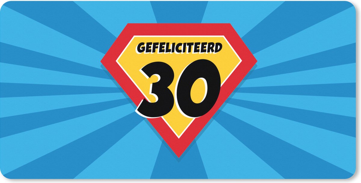 Muismat XXL 80x40 cm - Bureau onderlegger - Bureau mat Jubileum - 30 jaar verjaardag - Feest - Bureaumat - Gaming mousepad xl - Bureaulegger groot - Computer deskmat
