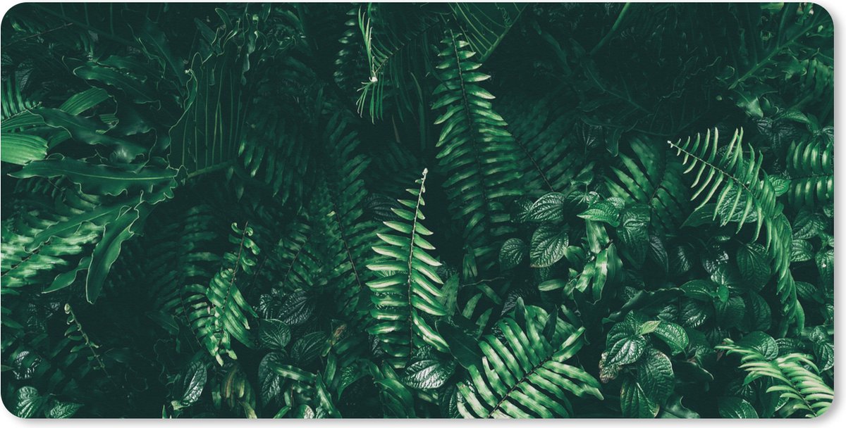 Muismat XXL 90x45 cm - Bureau onderlegger - Bureau mat Bladeren - Jungle - Natuur - Tropisch - Planten - Bureaumat - Gaming mousepad xl - Bureaulegger groot - Computer deskmat