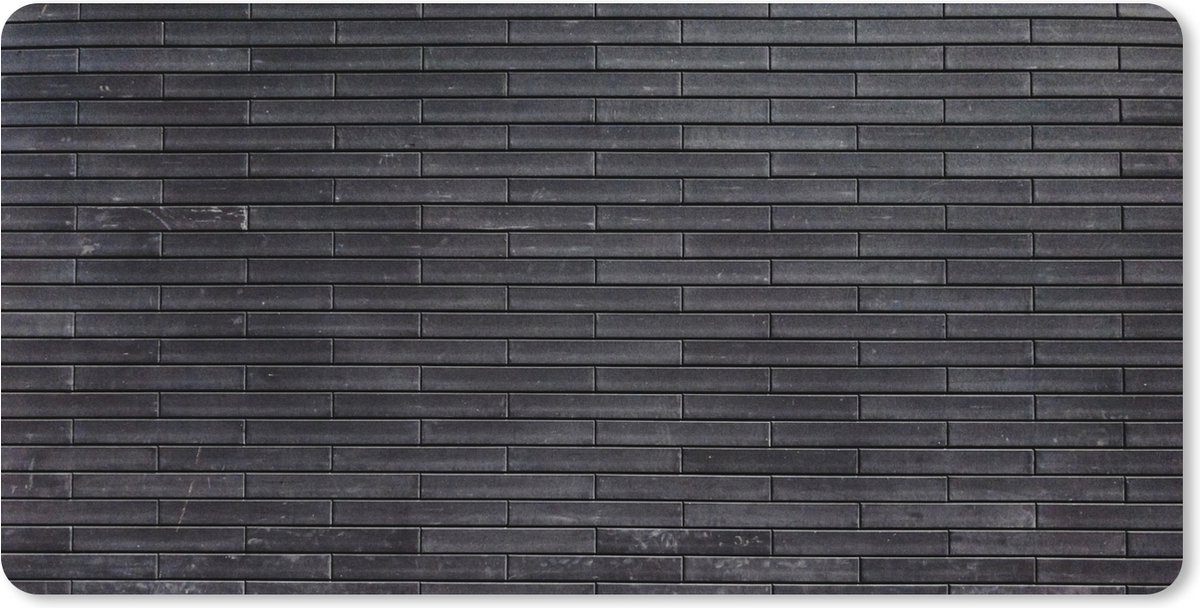 Muismat XXL 80x40 cm - Bureau onderlegger - Bureau mat Baksteen - Zwart - Muur - Bureaumat - Gaming mousepad xl - Bureaulegger groot - Computer deskmat