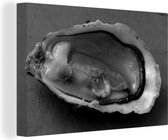 Canvas Schilderij Normandische oesters - zwart wit - 30x20 cm - Wanddecoratie