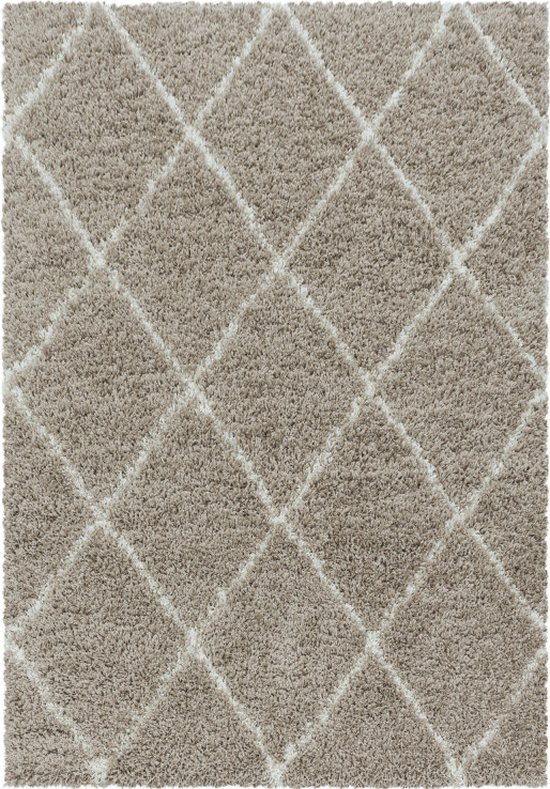 Shaggy Vloerkleed Creme Hoogpolig 200 cm rond