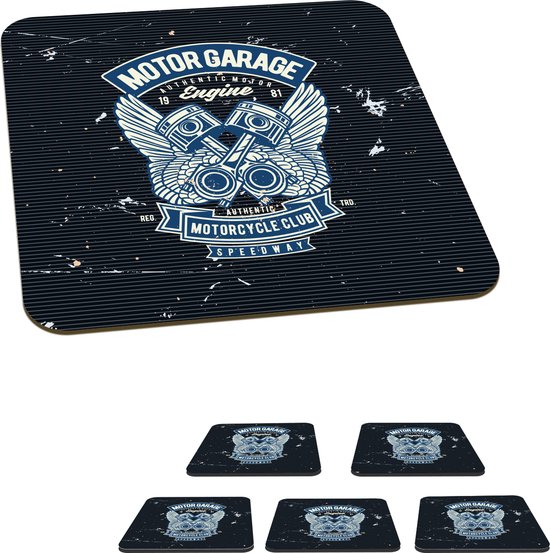 Sous-verres pour lunettes - Mancave - Moto - Voiture - Vintage - 10x10 cm - 6 pièces