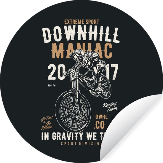 Cercle mural - Stickers muraux - Cercle de papier peint - Décoration masculine - Moto - Course - Rétro - 100 x 100 cm - Cercle mural - Autocollant - Sticker mural rond XXL