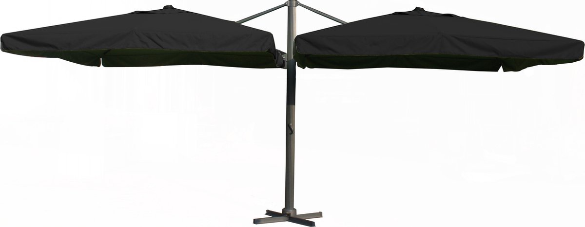 Paralux dubbele zweefparasol - 2 doeken van 3x3m - Zwart