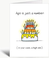 Age is just a number - Verjaardagskaart met envelop - Verjaardag - kaarsjes - Birthday - Grappig - Engels - Humor