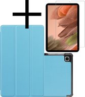 Hoesje Geschikt voor Samsung Galaxy Tab S6 Lite Hoesje Case Hard Cover Hoes Book Case Met Screenprotector - Lichtblauw