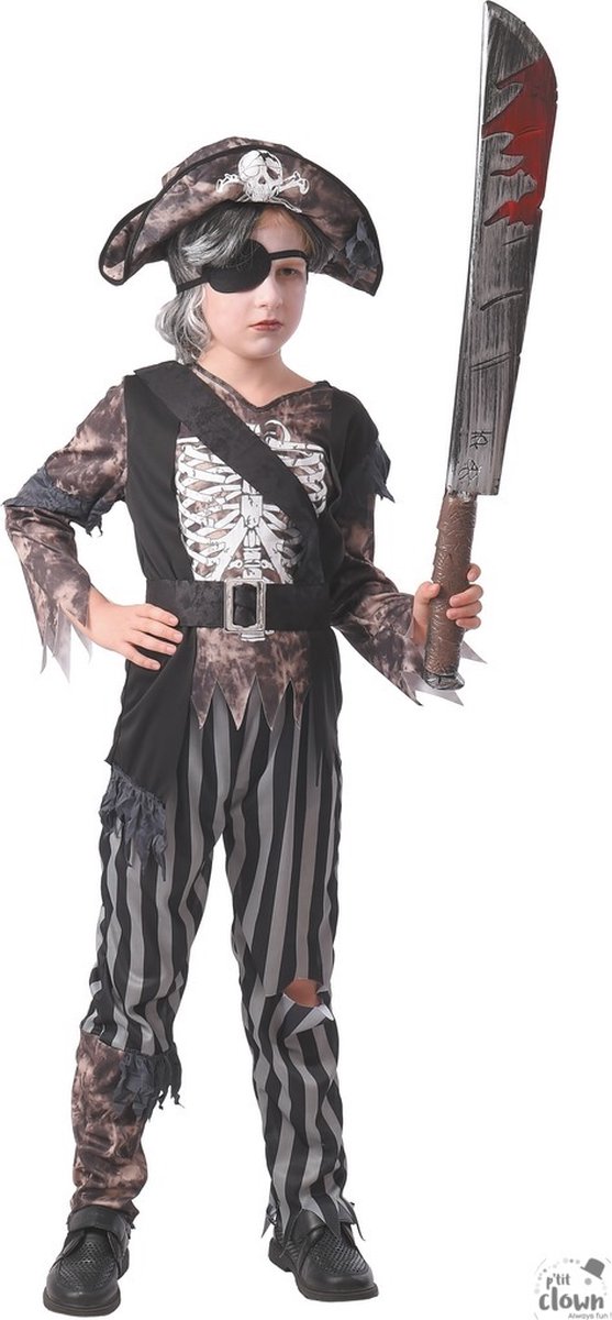 Halloween Kinderverkleedpak Skelet Piraat 5-delig Maat 104-116