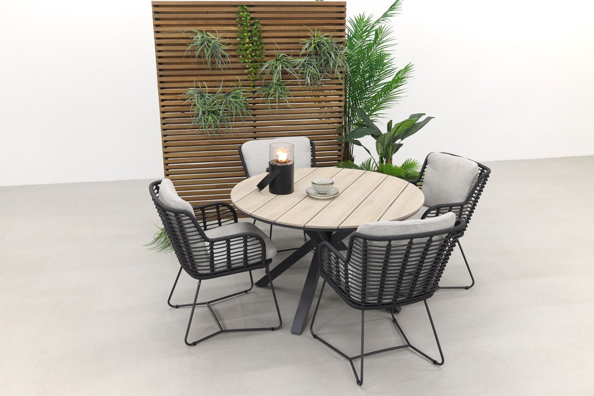 GI Edison 122 cm. - ronde tuinset / 4 Seasons Fabrice antraciet