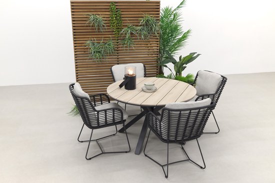 4 Seasons Fabrice anthracite / GI Edison 122 cm. - salon de jardin rond
