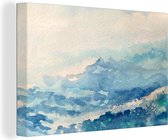 Tableau sur toile Dessin abstrait aquarelle de vagues - 30x20 cm - Décoration murale Art