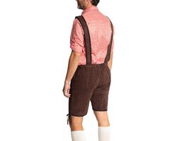 Partychimp Voordelige Korte Lederhose Man Johann Oktoberfest Heren Lederhosen Man Carnavalskleding Heren Carnaval - Polyester - Donkerbruin - Maat S