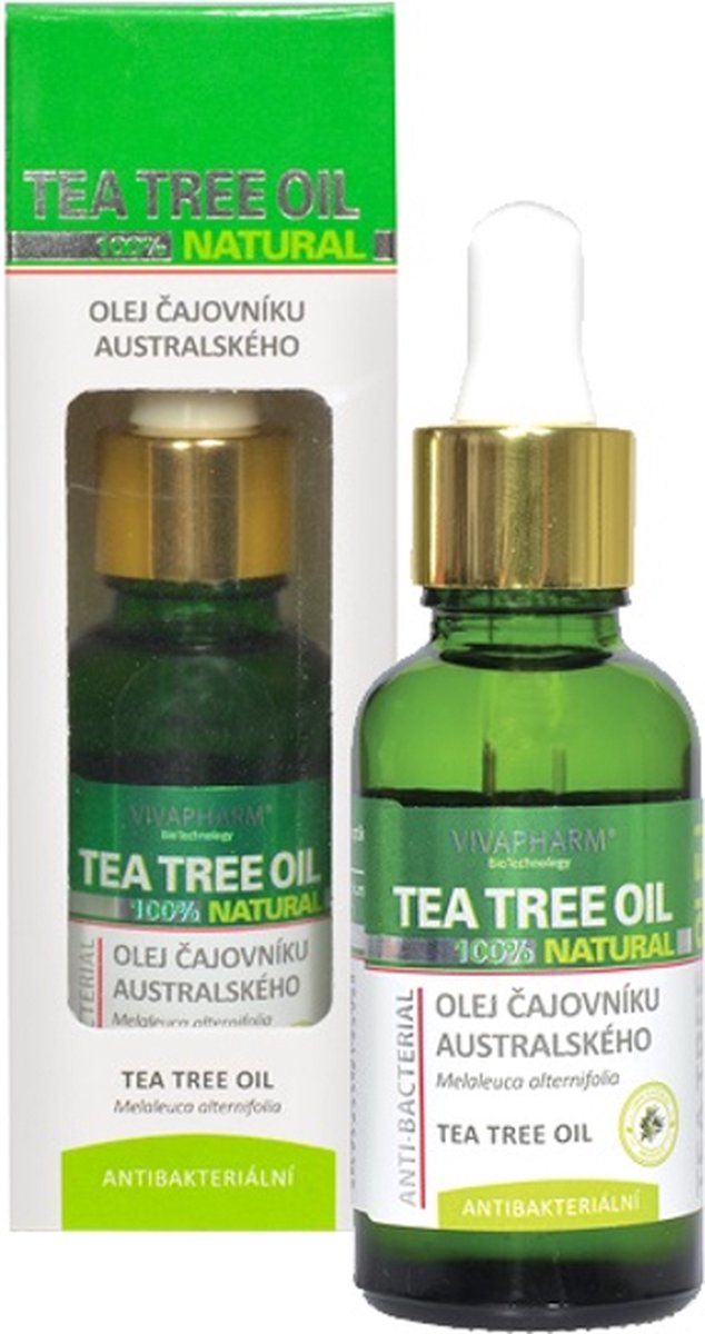 VIVAPHARM® 100% natuurlijke Australische Tea Tree Olie met pipet, zeer geschikt voor behandeling van de acné gevoelige huid, kleine verwondingen, insectenbeten, brandwonden en behandeling van aften, wratten, koorstsblaasjes