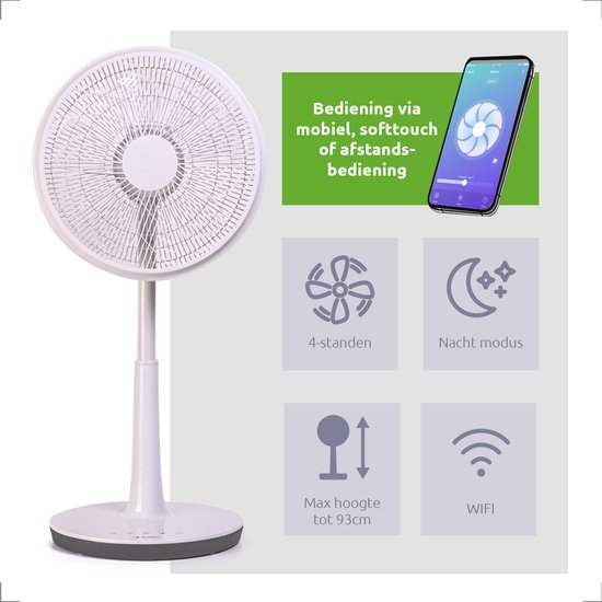 BluMill Ventilator met Wifi - Verstelbare Hoogte - Incl. afstandsbediening  - max.... | bol.com