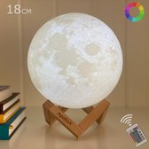ApolloX Moon Lamp 3D – Lampe lunaire 18CM – Lampe de table – Lampe d'ambiance – Lampe d'ambiance – Chambre – Lampe de nuit – Lampe lune – 16 couleurs Led – Batterie 15 à 89 heures de fonctionnement – Extra réaliste – Incl. Télécommande