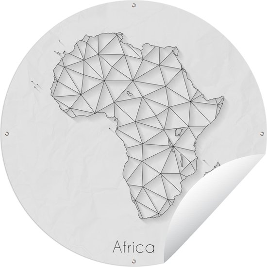 Tuincirkel Kaart - Afrika - Line Art - 150x150 cm - Ronde Tuinposter - Buiten