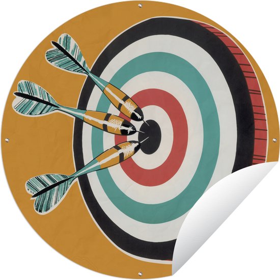 Tuincirkel Een illustratie van drie pijlen in een dartbord - 150x150 cm - Ronde Tuinposter - Buiten