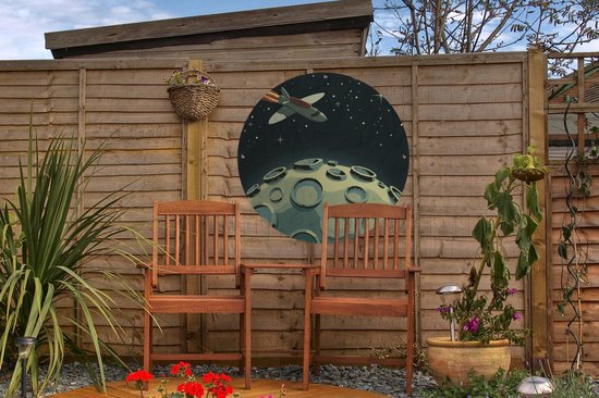 Garden Circle - Une illustration de science-fiction d'un voyage dans l'espace - 60x60 cm - Affiche de jardin