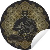 Tuincirkel Boeddha - Afbeelding - Goud - 120x120 cm - Ronde Tuinposter - Buiten XXL / Groot formaat!