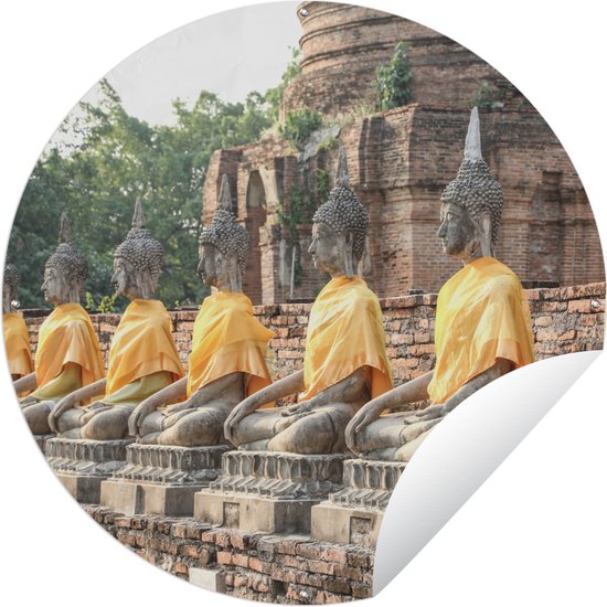 Tuincirkel Boeddha's bij de Wat Chaiwatthanaram tempel, Thailand - Ronde Tuinposter - Buiten
