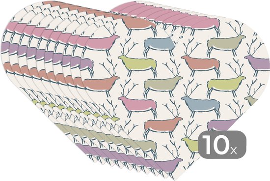 Napperons de table - Sets de table - Napperons coeur - Motifs - Cerf - Beige - 10 pièces