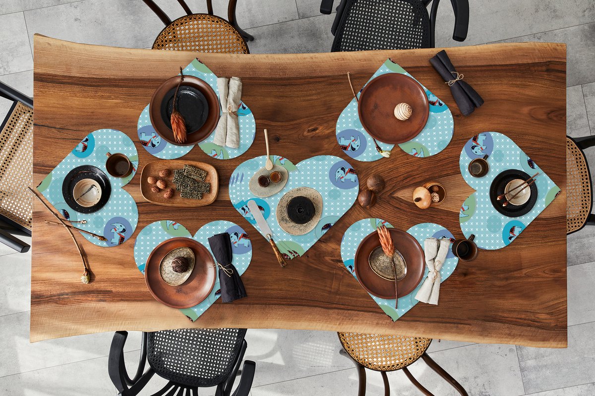 Onderleggers - Placemats - Placemats hartje - Olifant - Stippen - Design - 10 stuks