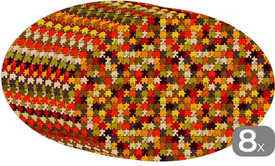 Napperons ovales - Dessous de verre - Sets de table ovales - Puzzle - Motifs - Automne - 8 pièces