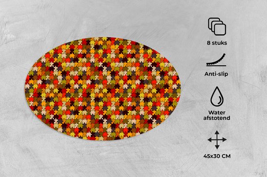 Napperons ovales - Dessous de verre - Sets de table ovales - Puzzle - Motifs - Automne - 8 pièces