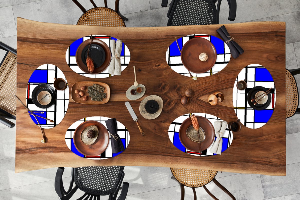 Placemats ovaal - Onderleggers - Ovale placemats - Patronen - Kunst - Abstract - 6 stuks
