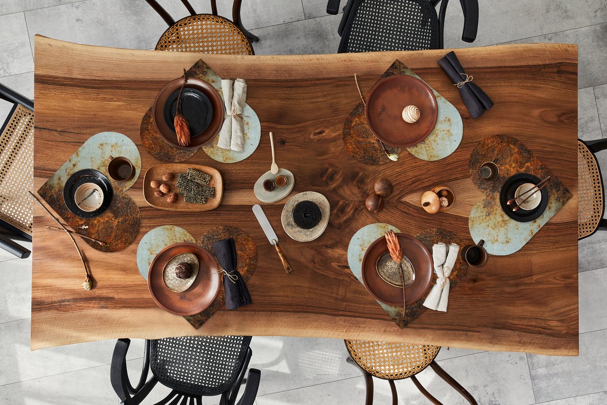 Onderleggers - Placemats - Placemats hartje - Roest print - Bruin - Zwart - 6 stuks