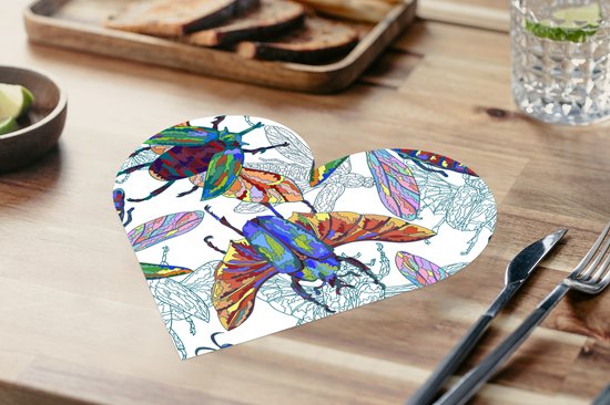 Sets de table - Napperons - Napperons coeur - Insectes - Arc-en-ciel - Design - 10 pièces