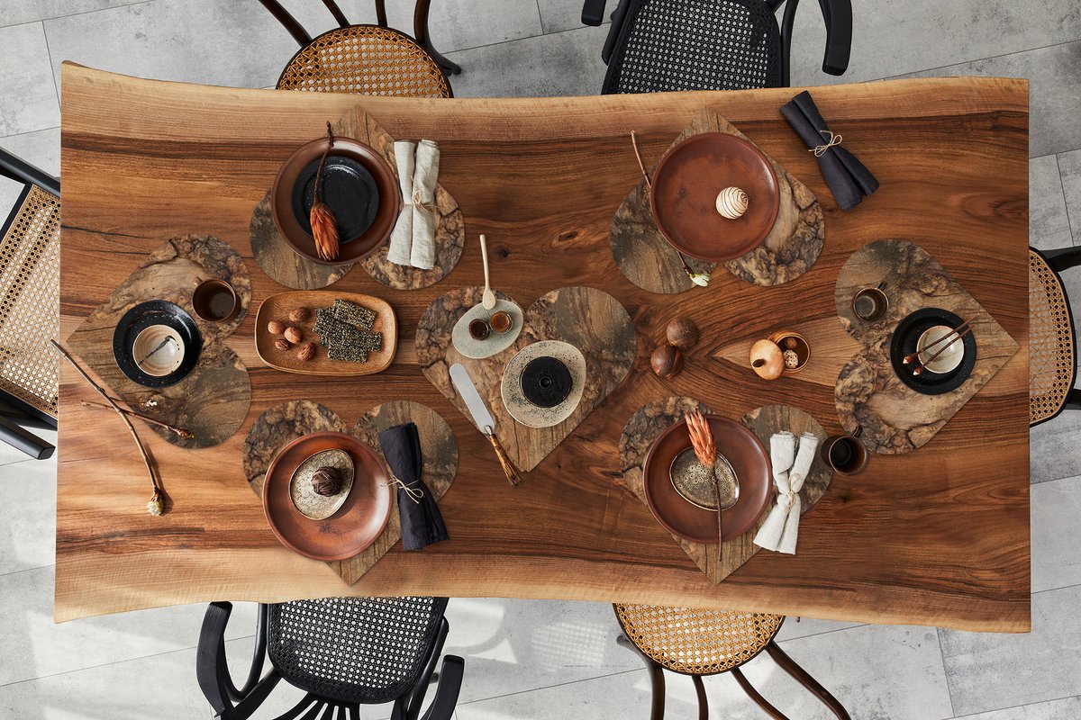 Onderleggers - Placemats - Placemats hartje - Structuur - Boomstam - Natuur - 8 stuks