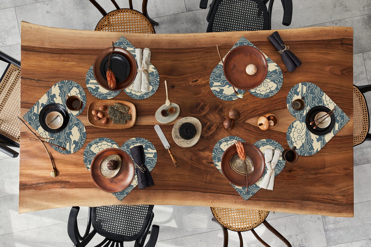 Onderleggers - Placemats - Placemats hartje - Design - Noors - Wolken - 6 stuks