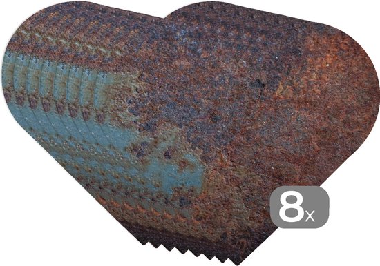 Dessous de verre - Napperons de table - Napperons cœur - Imprimé rouille - Mur - Blauw - 8 pièces