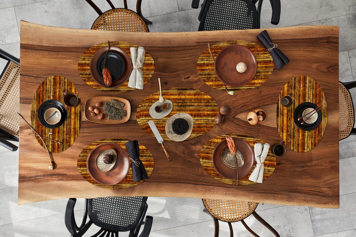 Placemats ovaal - Onderleggers - Ovale placemats - Vintage - Hout - Patronen - Planken - 10 stuks