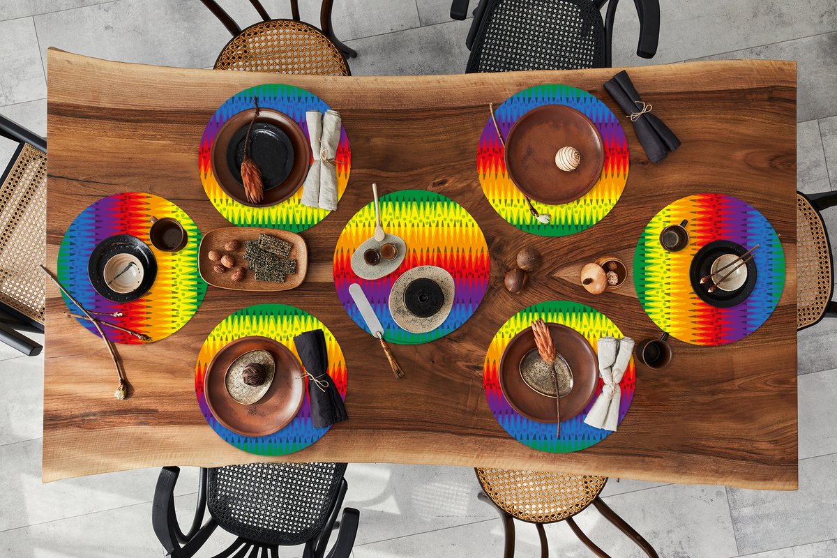 Ronde placemats - Onderlegger - Placemats rond - Patronen - Regenboog - Abstract - 8 stuks