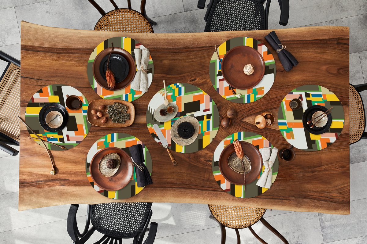 Ronde placemats - Onderlegger - Placemats rond - Geometrisch - Patronen - Abstract - 10 stuks