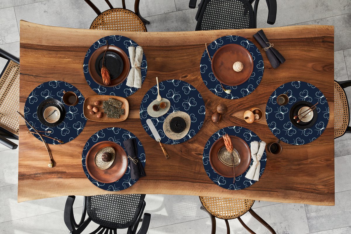 Ronde placemats - Onderlegger - Placemats rond - Vlinders - Patronen - Dieren - 8 stuks