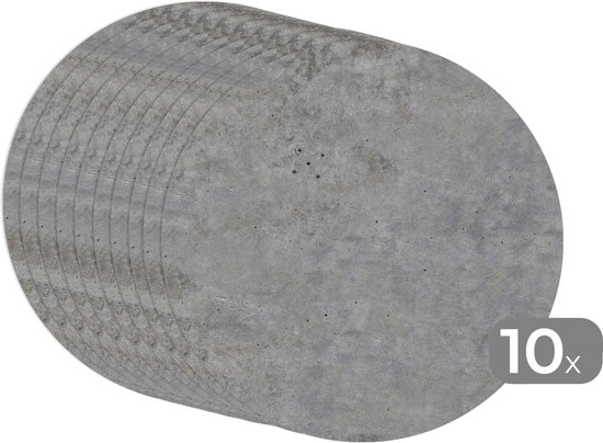 Sets de table ronds - Dessous de verre - Napperons de table ronds - Imprimé béton - Industriel - Motifs - 10 pièces
