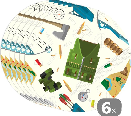 Sets de table ronds - Dessous de verre - Napperons ronds - Arche - Billes - Motifs - 6 pièces