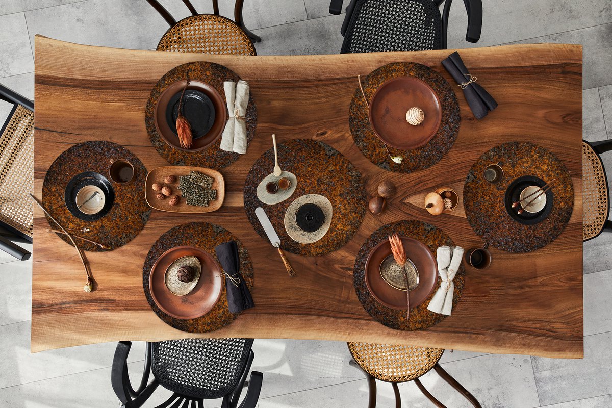 Ronde placemats - Onderlegger - Placemats rond - Roest print - Brons - Plaat - 10 stuks