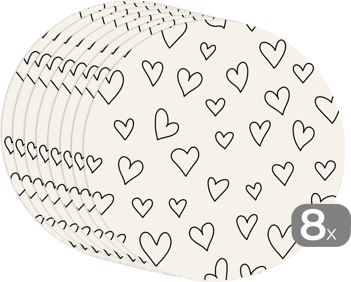 Ronde placemats - Onderlegger - Placemats rond - Valentijn cadeautje voor hem - Liefde - Koppel - Design - 8 stuks
