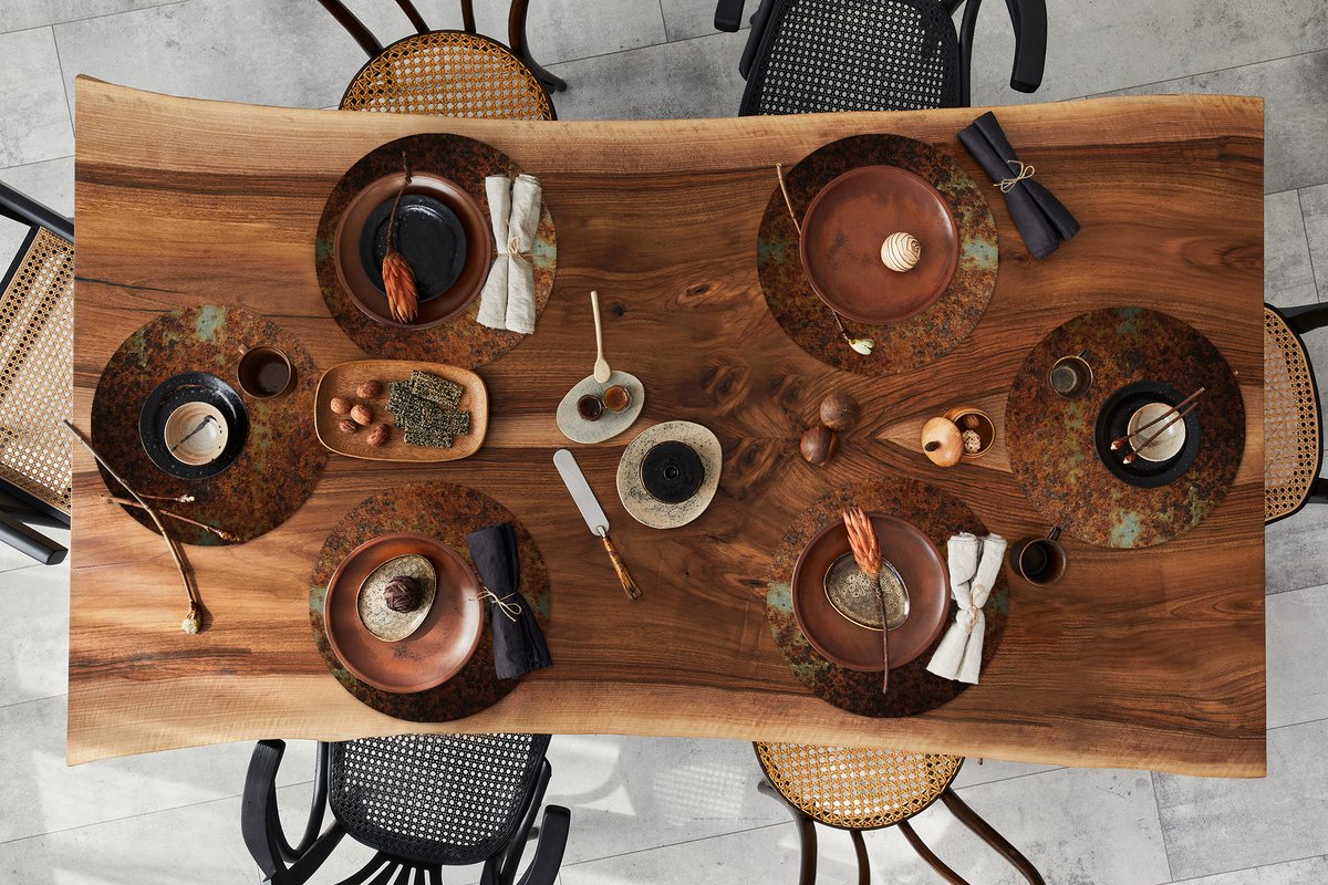 Ronde placemats - Onderlegger - Placemats rond - Roest print - Vintage - Staal - 6 stuks